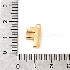 真鍮製マイクロパヴェキュービックジルコニアペンダント  ニッケルフリー  18KGP本金メッキ  文字F  15x9x3mm  穴：1.6mm&nbsp;KK-C117-12G-F
