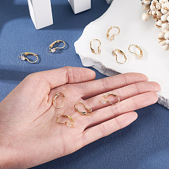 10Pcs Flat Round Brass Glass Leverback Earring Findings&nbsp;KK-TADJ0001-18