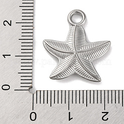 海をテーマにした304ステンレススチールペンダント  ステンレス鋼色  ヒトデ  21.5x19x3mm  穴：2.8mm&nbsp;STAS-M072-05B-P