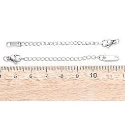 楕円形のチャーム付き304ステンレススチールチェーンエクステンダー  ステンレス鋼色  72mm&nbsp;STAS-G383-09P