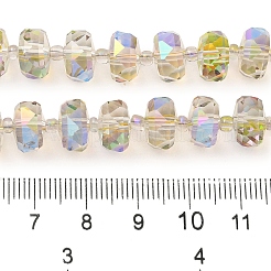 透明電気メッキガラスビーズ連売り  パール光沢メッキ  多面カット  ロンデル  ベージュ  9x6mm  穴：1.2mm  約60個/連  19.69''（50センチメートル）&nbsp;LS-EGLA-P062-01A-HR05