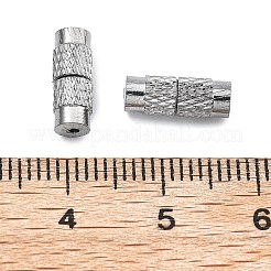 円柱真鍮製ネジ式クラスプ  プラチナ  11~12x4mm  穴：1mm&nbsp;KK-M143-01