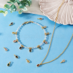 9Pcs 9 Colors Oval Brass Micro Pave Cubic Zirconia Charms&nbsp;KK-TA0008-29