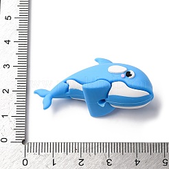 シリコンビーズ  イルカ  ディープスカイブルー  25x43x17.5mm  穴：2.5mm&nbsp;X1-SIL-K006-05A
