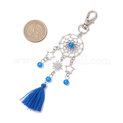 Natural & Dyed Malaysia Jade Bead & Alloy Pendant Decoration&nbsp;HJEW-JM02937-04