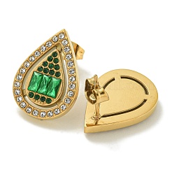 Ion Plating(IP) 304 Stainless Steel with Rhinestone Stud Earrings&nbsp;EJEW-G400-02A-G