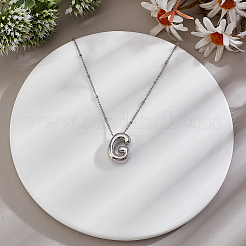 1pc Brass Chain with Alloy Letter Pendants Necklaces&nbsp;NJEW-LP0001-41G-P