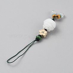 模造菩提木蓮の携帯ストラップ  携帯アクセサリー  グリーン  135x20mm&nbsp;MOBA-WH0008-01A
