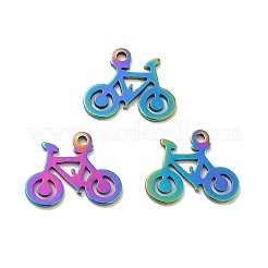 イオンプレーティング（IP）201ステンレスペンダント  自転車チャーム  虹色  11x14x1mm  穴：1.2mm&nbsp;STAS-A066-05M
