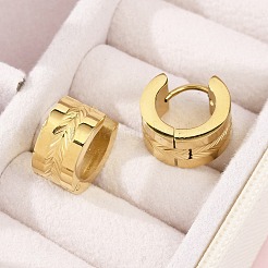 304ステンレススチール製女性用フープピアス  316サージカルステンレススチール製耳ピン付き  イオンプレーティング（ip）  リング  ゴールドカラー  13x7mm&nbsp;EJEW-C096-39G