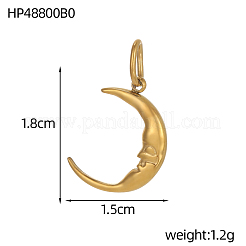 304ステンレスペンダント  ムーンチャーム  イオンプレーティング（ip）  長持ちメッキ  18KGP本金メッキ  18x15mm  穴：5mm&nbsp;STAS-OY012-42G