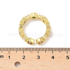 ブラス マイクロ パヴェ キュービック ジルコニア オープン カフ リング  カドミウムフリー＆ニッケルフリー＆鉛フリー  六角  18KGP本金メッキ  6mm  usサイズ6（16.5mm）&nbsp;RJEW-V009-10G