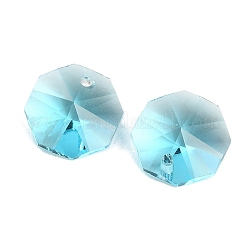 ガラス製シャンデリアペンダント  八角形チャーム  多面カット  空色  14x14x7.5mm  穴：1.4~1.6mm&nbsp;GL-CBA375C-01K