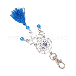 Natural & Dyed Malaysia Jade Bead & Alloy Pendant Decoration&nbsp;HJEW-JM02937