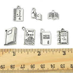 教師の日のためのチベットスタイルの合金ペンダント60個  本  アンティークシルバー  11~19x10.5~14x1.5~3.5mm  穴：1.2~2mm&nbsp;TIBEP-FS0001-22