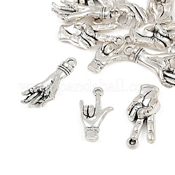 15pcs3スタイルチベットスタイルアロイペンダント  ジェスチャー  アンティークシルバー  20~25x10~12x4.5~5mm  穴：1.5~3mm  5個/スタイル&nbsp;TIBE-FP0001-21