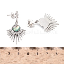 Paua Shell Dangle Stud Earrings&nbsp;EJEW-JE06963-02