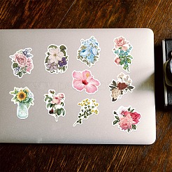 50個の漫画の花の紙のステッカーラベルセット  粘着ラベルステッカー  スーツケース、スケートボード、冷蔵庫の装飾用  ミックスカラー  40~80x24~78x0.3mm&nbsp;DIY-G066-05