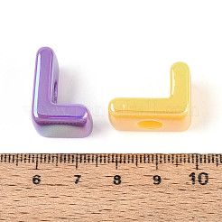 UVメッキ不透明アクリルヨーロピアンビーズ  大穴ビーズ  ミックスカラー  文字l  20.5x15x13.5mm  穴：6mm&nbsp;OACR-M027-03L