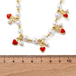 Brass Micro Pave Clear Cubic Zirconia Beaded Necklaces&nbsp;NJEW-Z059-04G-02