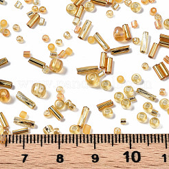 Fgbガラスシードビーズ  混合スタイル  混合図形  ゴールデンロッド  1~7x2~4mm  穴：0.7~1mm  約450g /ポンド&nbsp;SEED-S056-005
