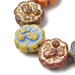塗装ガラスビーズ連売り  ゴールドライン入り  つぼみのある花  ミックスカラー  17.5x18x9mm  穴：1.2mm  約20個/連  14.02''（35.6センチメートル）&nbsp;GL-CBA8EF0-02