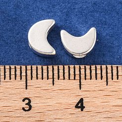 真鍮ビーズ  鉛フリー＆カドミウムフリー  ムーン  925銀メッキ  7x5x3.5mm  穴：2mm&nbsp;KK-U024-17S