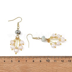 Natural Larimar and Natural Cultured Freshwater Pearl Dangle Earrings&nbsp;EJEW-JE07397
