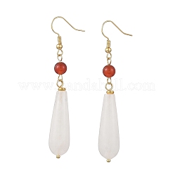 Natural Quartz Crystal & Brass & 304 Stainless Steel Dangle Earrings&nbsp;EJEW-JE07257-02