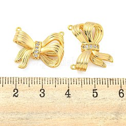 真鍮の舗装キュービックジルコニアペンダント  蝶結び  透明  18KGP本金メッキ  16.5x20.5x5.5mm  穴：0.8mm&nbsp;LS-KK-M286-09G