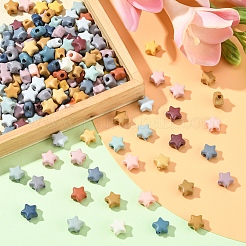 スプレー塗装された不透明なアクリルビーズ  スター  ミックスカラー  8.5x9.5x5mm  穴：2mm  50 G /袋&nbsp;MACR-YW0001-99