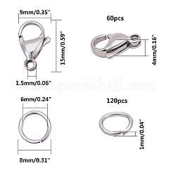 304ステンレススチール製ロブスタークロウ留め金  オープン丸カン付き  ステンレス鋼色  6.8x5.2x1.1cm&nbsp;STAS-PH0019-53P