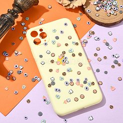 200g ハロウィーンテーマの手作りポリマー粘土カボション  混合図形  5~7x5~6.5x0.8mm  約6680個/セット&nbsp;CLAY-CJ0001-98