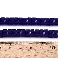 透明ガラスビーズ連売り  フラットラウンド  ミッドナイトブルー  8~8.5x4~4.5mm  穴：0.7~1mm  約95~100個/連  14.57~15.35''（37~39センチメートル）&nbsp;GLAA-N026-4x8mm-T05