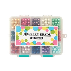 15色ガラスパールビーズ  染め  ラウンド  ミックスカラー  8~9mm  穴：1mm  約30PCS /カラー  450個/箱&nbsp;HY-X0008-8mm