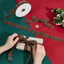 1Roll Red and Green Checkered Christmas Polycotton Ribbon&nbsp;OCOR-PH0007-29A