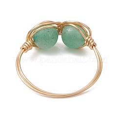 5Pcs Natural Tiger Eye & Dyed Yellow Jade & Amethyst & Green Aventurine & Synthetic Turquoise Infinity Finger Rings for Women&nbsp;RJEW-JR00832-02