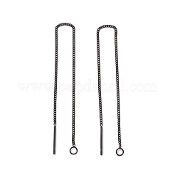 304ステンレススチールスタッドピアスファインディング  カーブチェーン ループ付き耳糸  ブラック  109x1x0.4mm  穴：1.7mm  ピン：0.7mm&nbsp;STAS-E161-07EB