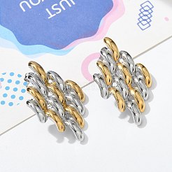 304 Stainless Steel Two Tone Stud Earrings for Women&nbsp;STAS-Z117-03GP