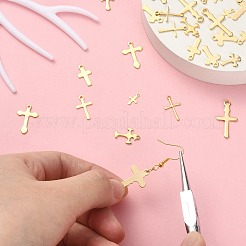 50Pcs 10 Styles 304 Stainless Steel Tiny Cross Charms&nbsp;STAS-CJ0002-25