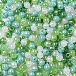 ガラスビーズ  ラウンド  混合スタイル  グリーン  4~4.5x4mm  穴：0.8mm  約1000個/1袋&nbsp;GLAA-R221-05
