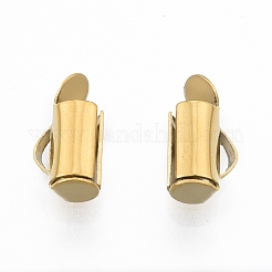 304ステンレススチール製スライドエンドクラスプチューブ  スライダエンドキャップ  ゴールドカラー  5.5x8x4mm  穴：3x1.2mm  内径：3mm&nbsp;STAS-S115-01B-G
