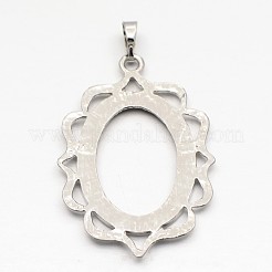 Oval Alloy Pendant Cabochon Open Back Settings&nbsp;PALLOY-F041-01