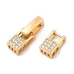 Brass Micro Pave Clear Cubic Zirconia Fold Over Clasps&nbsp;KK-C075-36G