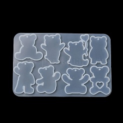 クマのDIYペンダントシルエットシリコンモールド  レジン型  UVレジン用  エポキシ樹脂工芸品作り  90x138x4mm  穴：1.8mm  内径：34~44x28~38mm&nbsp;SIL-F010-02