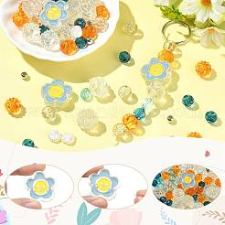 DIY ストレッチ ブレスレット メイキング キット  ラウンド、シェル、ランタン、オーバル、フラワーアクリル、プラスチックイミテーションパールビーズを含む  ミックスカラー  ビーズ：6.5~13x0.8~8x0.8~9.5mm  穴：1.5~3.5mm  108個/セット&nbsp;DIY-FS0003-98