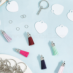 DIY Blank Double-sided Heat Transfer Aluminium Pendant Keychain Making Kits&nbsp;DIY-SP0005-26A