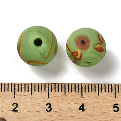 手作りつや消しランプワークビーズ  ラウンド  黄緑  11.5~12.5mm  穴：2~2.5mm&nbsp;LAMP-C016-04C-03