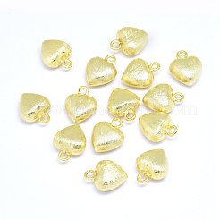 真鍮製チャーム  ハート  18KGP本金メッキ  14x11.5x6mm  穴：2mm&nbsp;KK-F764-11G