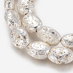 Electroplated Natural Lava Rock Beads Strands&nbsp;G-P400-01S